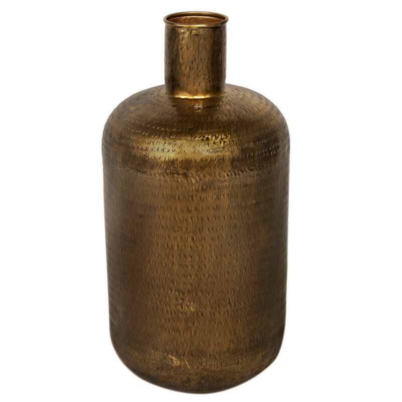 Antique Gold Metal 26 in Tall Floor Bottle Shape Vase for Entryway, Living Room, or Dining Room, Decorative, Tall, Home Decor, Classic Design, Living Room Centerpiece, Gold Finish, Unique Floor Accent