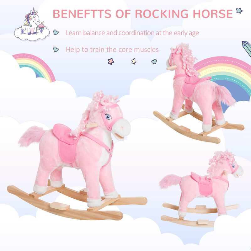 Pink Pony Pal: Plush Rocking Horse with Sounds & Swinging Tail