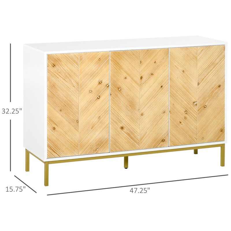 Natural Wood Storage: Accent Sideboard with Chevron Pattern Doors