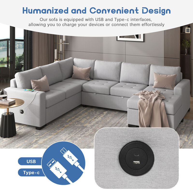 Merax Sectional Sleeper Sofa with Pull-out Bed