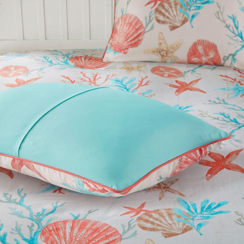 Gracie Mills Koreen 6-Piece Coastal Escape Cotton Sateen Bedding Ensemble