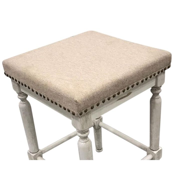 Carolina Living Biltmore Saddle Barstool - Set of 2 - Sand - Beige Upholstery