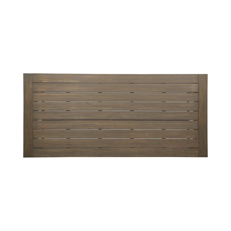 Leslee Outdoor Dining Table, Brown Top, Black Wood Rectangular 79 Inch - Benzara