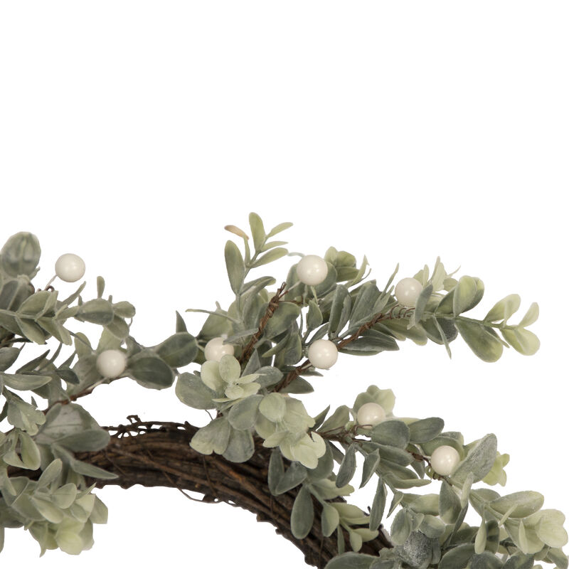 White Berry and Eucalyptus Christmas Wreath  18-Inch  Unlit