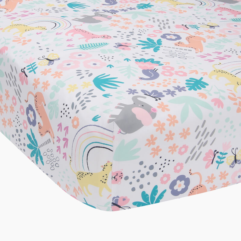 Bedtime Originals Rainbow Jungle Elephant/Leopard 3-Piece Baby Crib Bedding Set