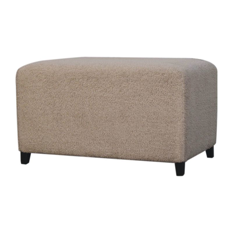 Artisan Furniture Solid Wood Bliss Cream Bouclé Ottoman