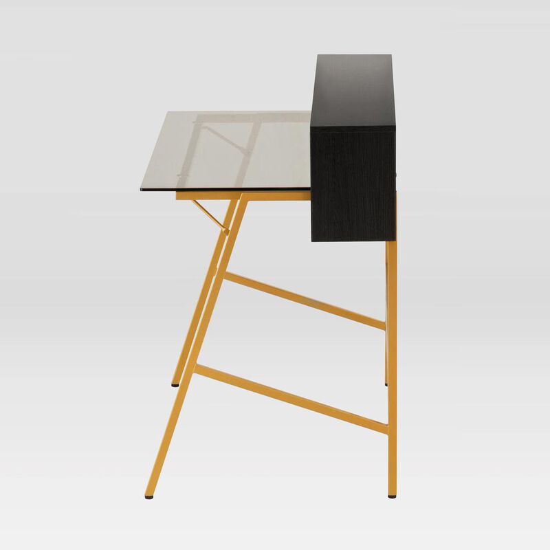 Techni Mobili Home Office Writing Desk wih riser, Gold