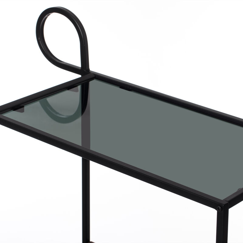Metal Wine Bar Serving Cart with Rolling Wheels and Handles for Dining, Living room or Entryway
