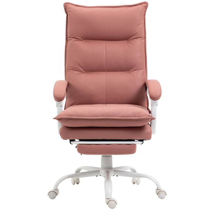 Pink Microfiber Heated Recliner: 6 Vibration Points, Footrest