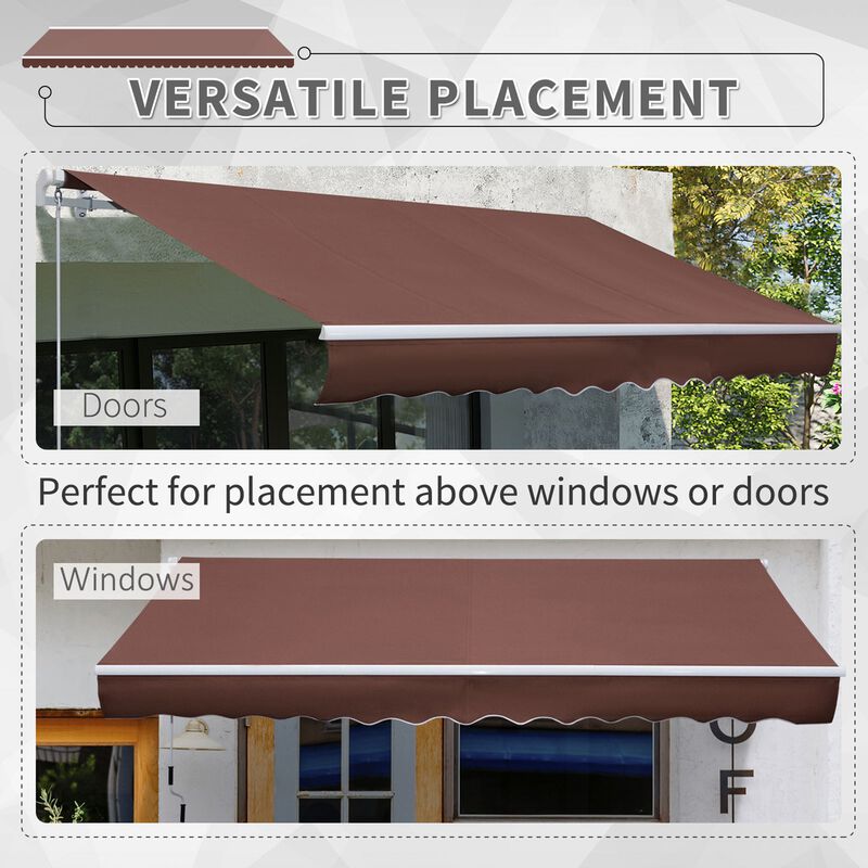 Brown Patio Shield: 12'x8' Manual Retractable Awning