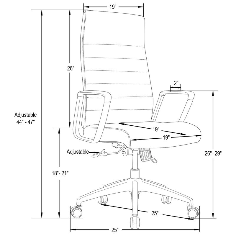 LeisureMod Hilton Modern High Back Leather Conference Office Chair with Adjustable Height & Swivel – Ergonomic and Stylish Office Seating