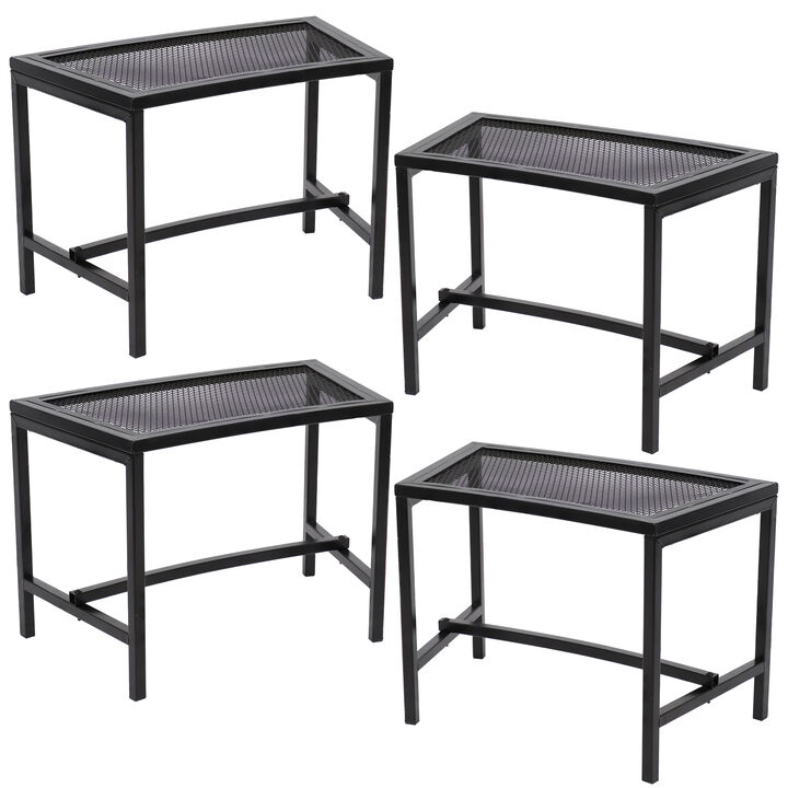 Sunnydaze Mesh Metal Patio Curved Fire Pit Bench - Black