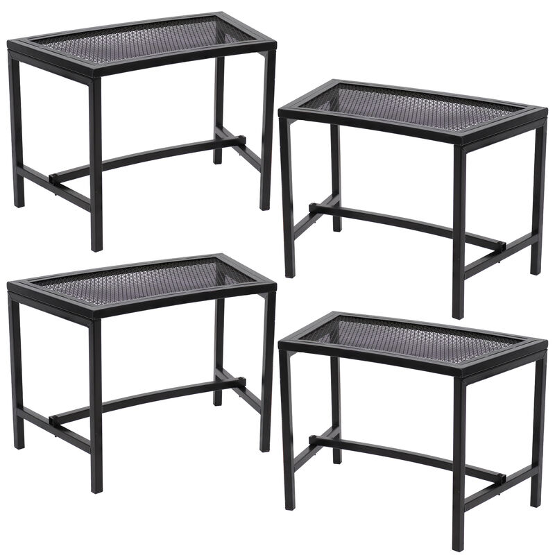 Sunnydaze Mesh Metal Patio Curved Fire Pit Bench - Black