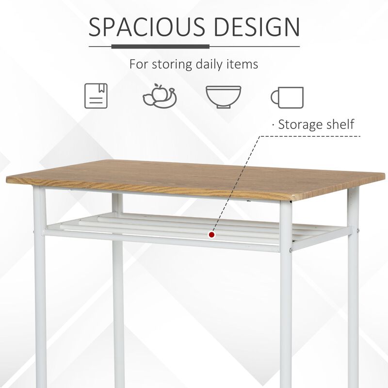 White Oak Dining Set: 3-Piece Counter-Height Bar Table and Stools