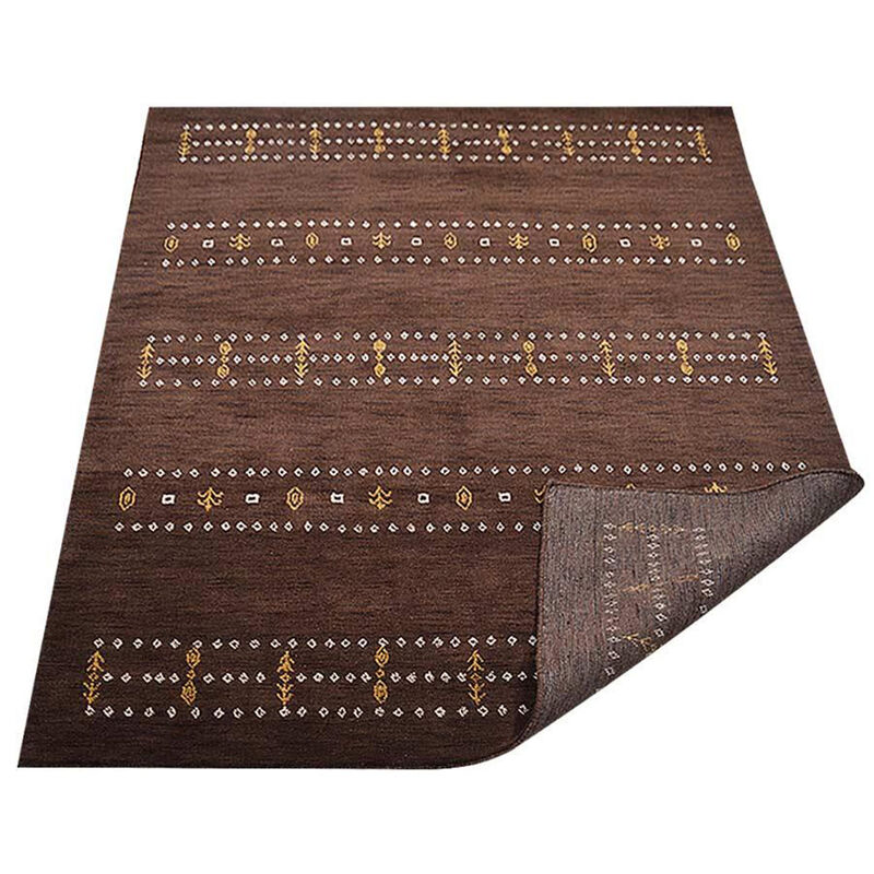 Rugsotic Carpets Hand Knotted Loom Wool 6'x9' Area Rug Contemporary Brown L00588