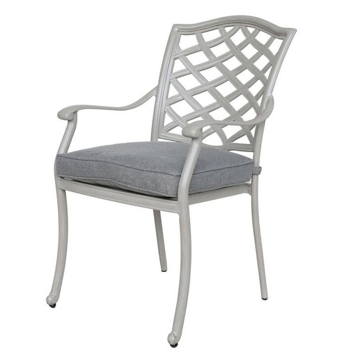 Wynn Outdoor Dining Armchair Set of 2, Aluminum, Heritage Gray Finish