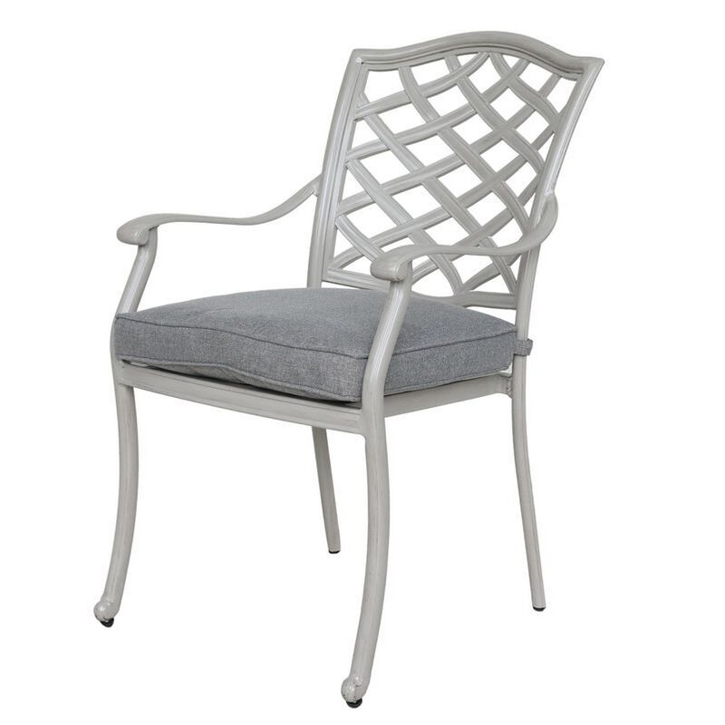 Wynn Outdoor Dining Armchair Set of 2, Aluminum, Heritage Gray Finish