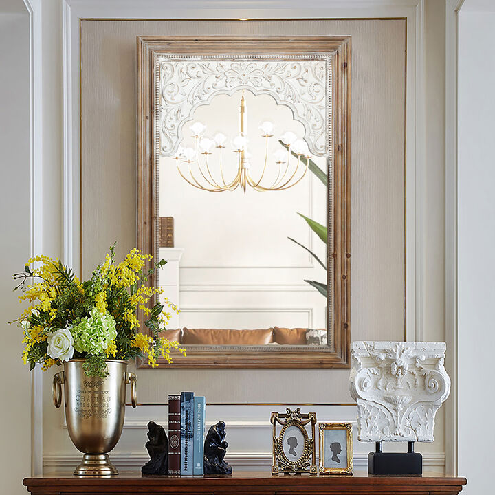 LuxenHome Wood Framed Rectangular Accent Wall Mirror