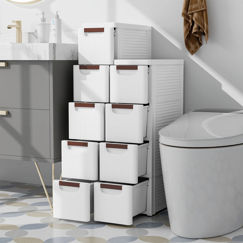 Drawer Rolling Organizer Unit Narrow Storage Cabinet with Built-In Wheels for Small Space