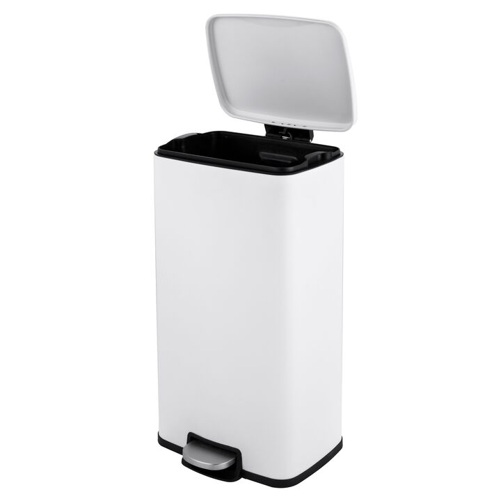 8 Gallon Stylish Rectangular Shape Matt White Trash Can