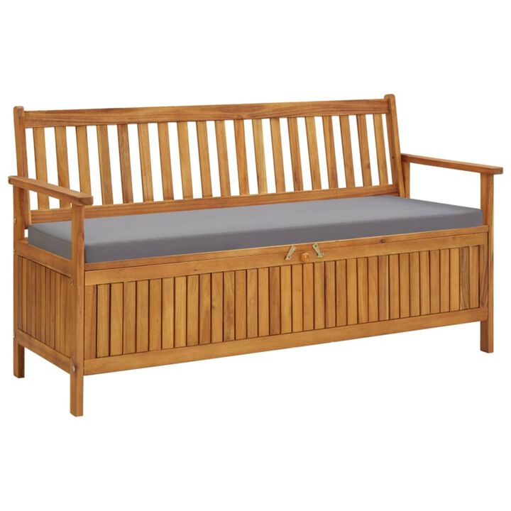 vidaXL Garden Storage Bench with Cushion 58.3" Solid Acacia Wood