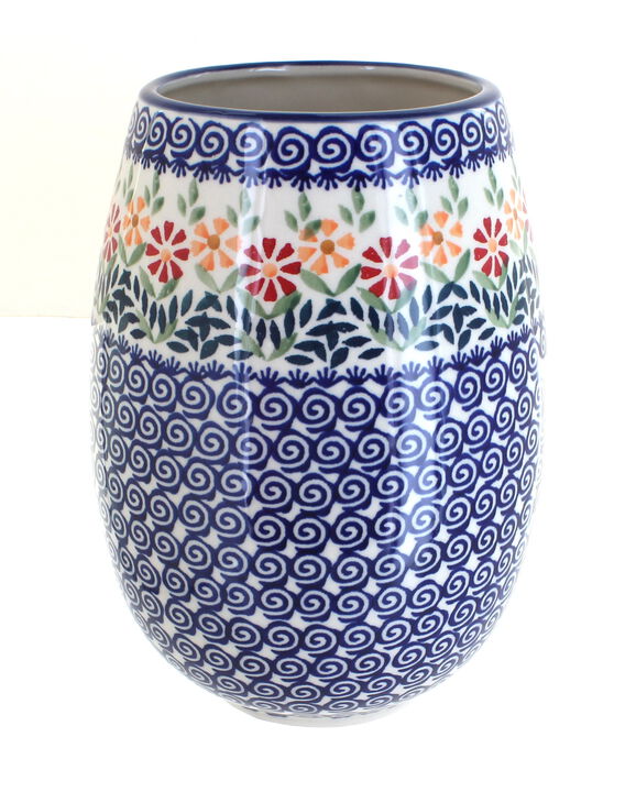 Blue Rose Polish Pottery Floating Fern Vase