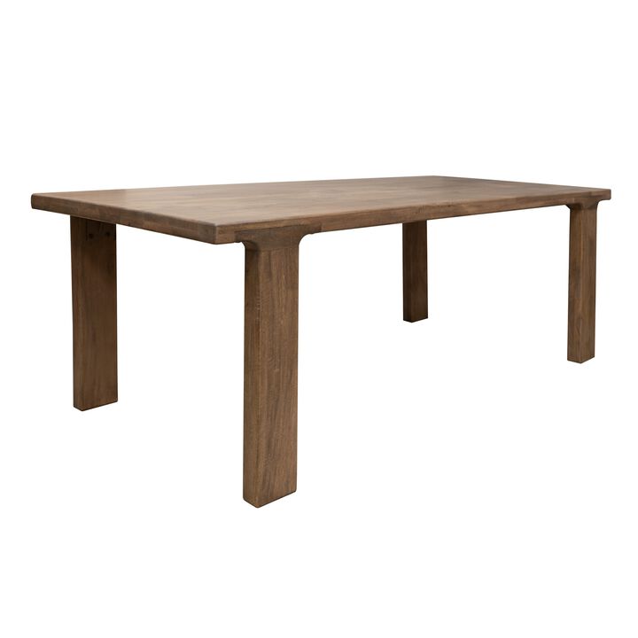 Okai Dining Table, 87 Inch Rectangular Top, Rustic Brown Solid Mango Wood - Benzara