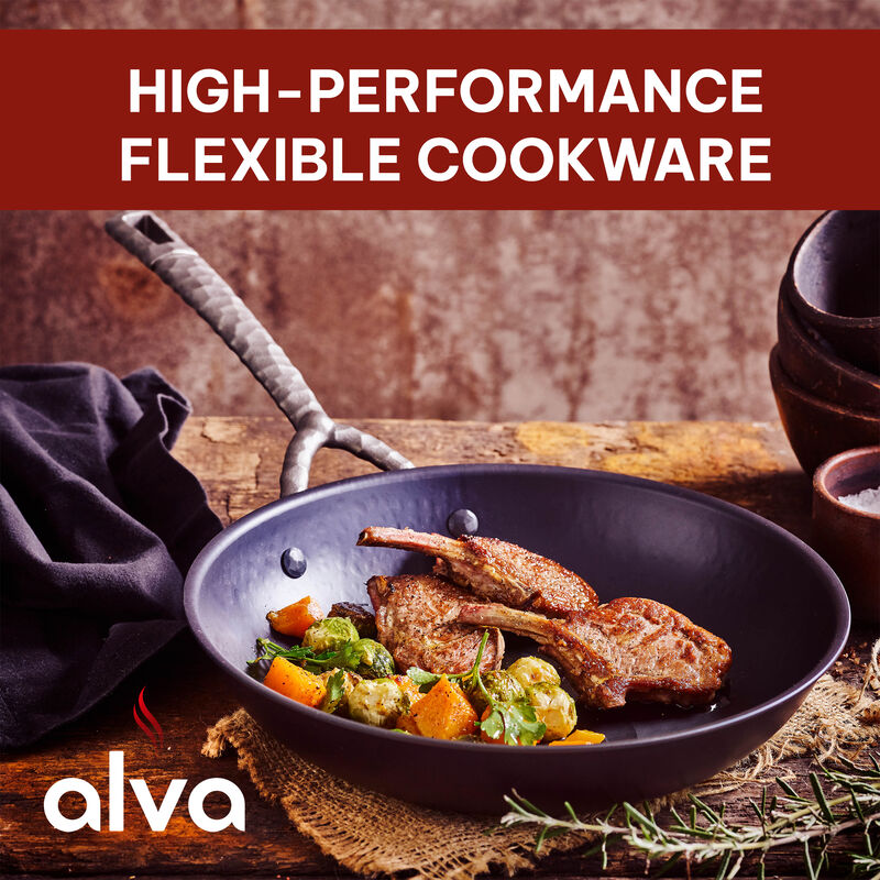 Alva Artist Carbon Steel Pan Pre-Seasoned with Natural Mineral Oil, Non Toxic Hammered Carbon Steel Nonstick Frying Pan Skillet for Searing Steak, Compatible with All Stovetops & Induction Safe