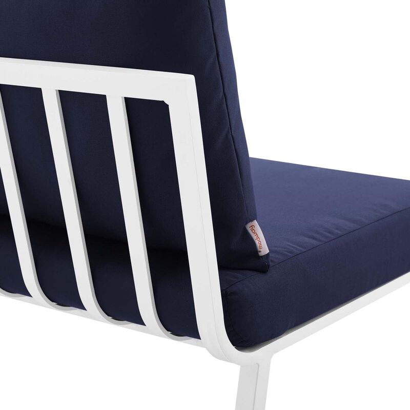 Modway Riverside Outdoor Furniture, Armless Chair, White Navy