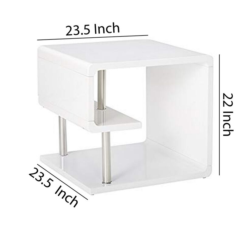 Ninove I Contemporary Style End Table, White-Benzara