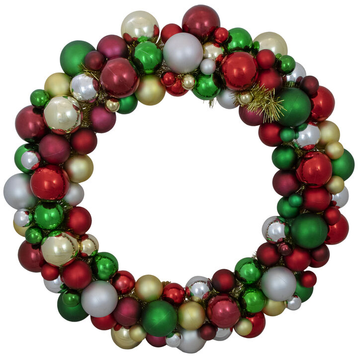 Traditional Colors 2-Finish Shatterproof Ball Christmas Wreath  36-Inch