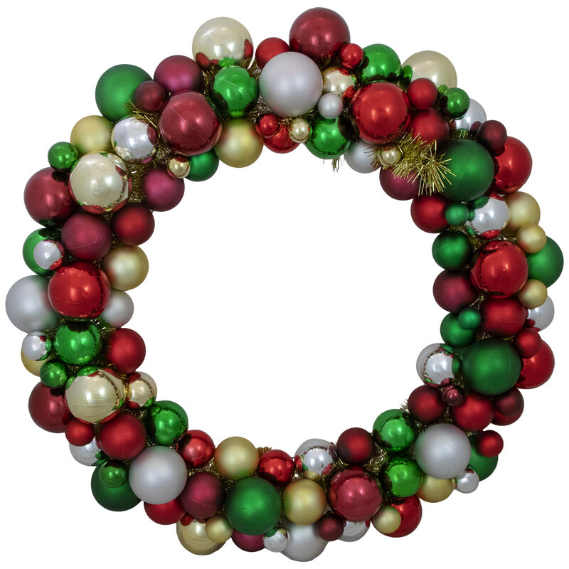 Traditional Colors 2-Finish Shatterproof Ball Christmas Wreath  36-Inch