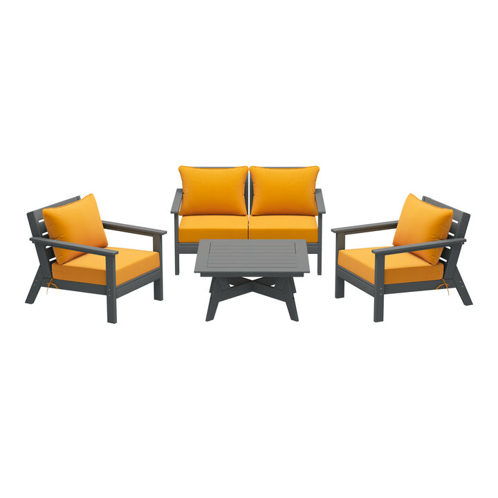 WestinTrends Outdoor 5-Piece Modular Sectional Patio Furniture Sofa Set