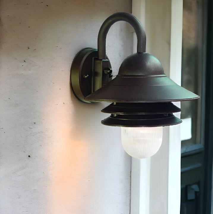 Hivvago Antique Bronze Three Tier Lamp Shade Outdoor Wall Light