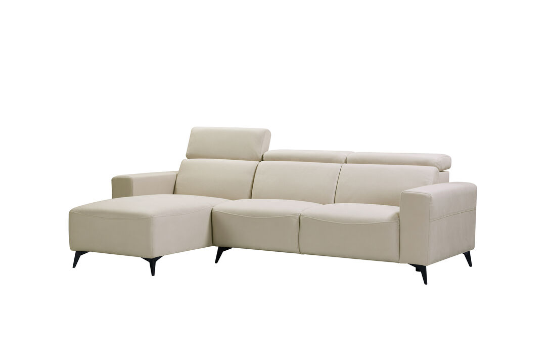 Pasargad Home Modern Bari Sectional Sofa with Push Back Functional, Left Facing Chaise, Grey