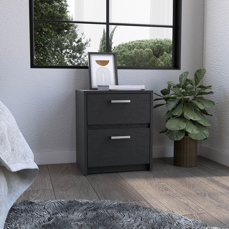 DEPOT E-SHOP Bethel 2 Drawers Nightstand with Handles
