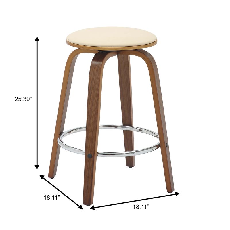 LeisureMod Pelya Modern Swivel Counter Stool Upholstered in Leather in Taupe