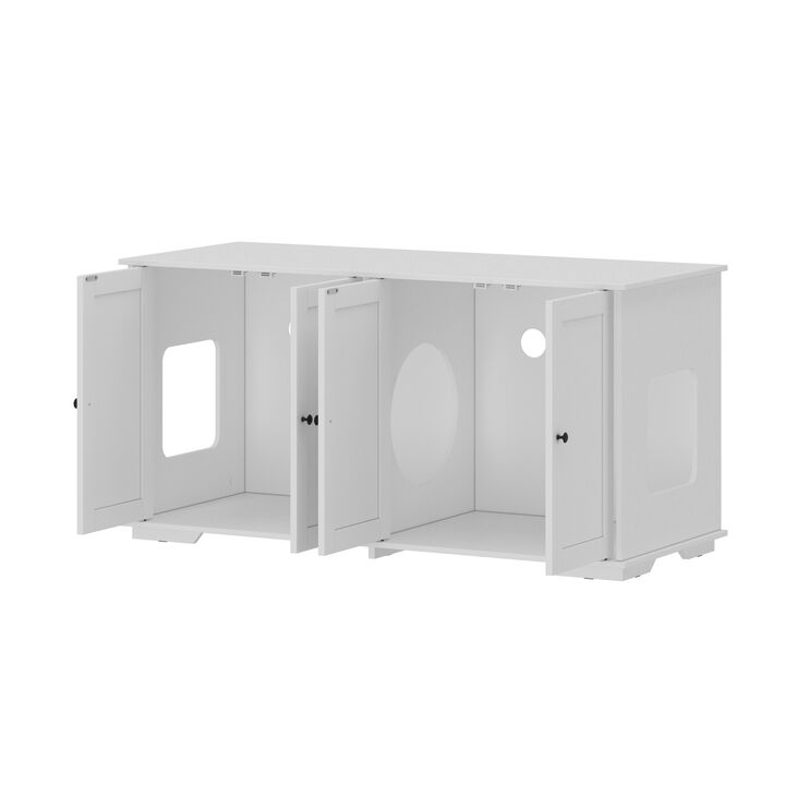 FUFU&GAGA Modern Black Cat Cabinet – 1.5cm E1 Grade PB Board, Hollow Cat Holes, Magnetic Doors, (47.2" L x 19.7" W x 23.6" H)