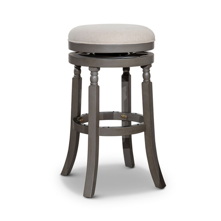 Palmer Lake 30" Barstool, Weathered Gray Finish, Beige Fabric Seat
