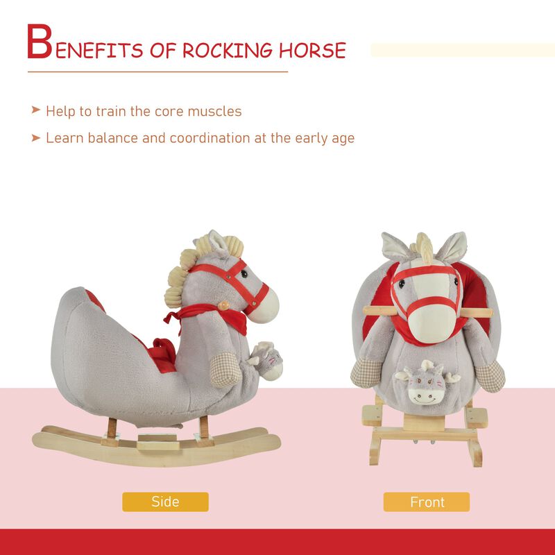 Gray Interactive Rocker: Horse with Cradlesong and Puppet for Toddlers
