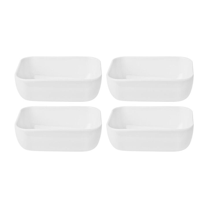 Porcelain Santa Monica 5.5" x 3.75" x h:2" 14 oz. Rectangular White Porcelain Deep Plate (Set of 4)