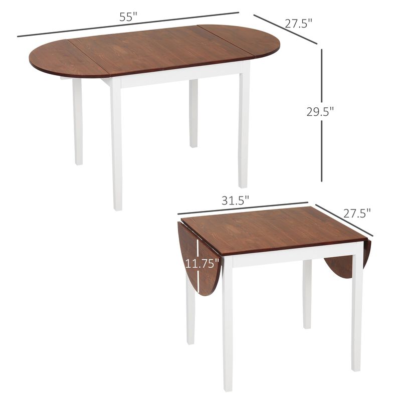 Natural Finish Dining: 55" Extendable Round Table with Drop Leaf