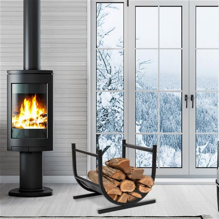 U-Shaped Fireplace Log Holder, Durable Firewood Storage Rack