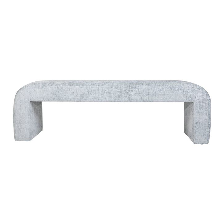 Jofran Sophia Modern Luxury Curved Upholstered Waterfall Jacquard Bench - Large