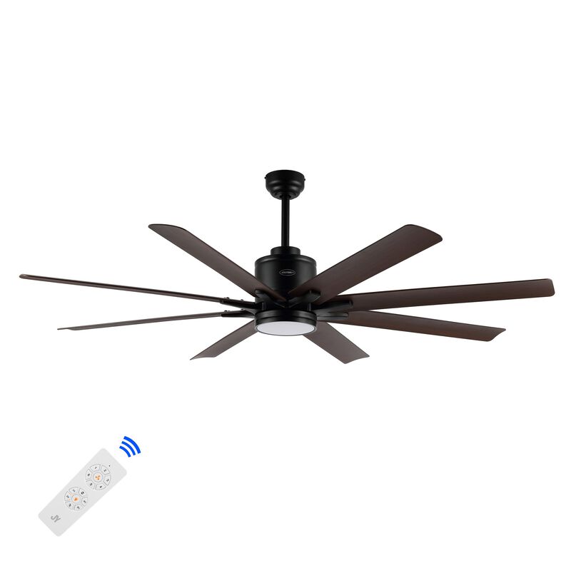 Octo Contemporary Industrial Iron/Plastic Ceiling Fan with Integrated LED Light