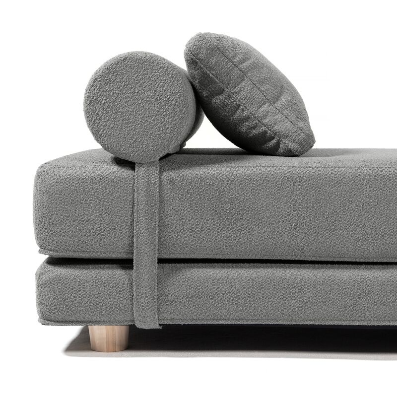 Jaxx Avida Daybed � Fold Out Queen Sleeper � Premium Boucle: Sleek and Modern Lounge for Relaxing and Overnight Guests