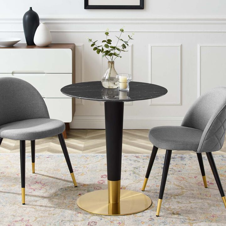 Modway - Zinque 28" Artificial Marble Dining Table Gold Black