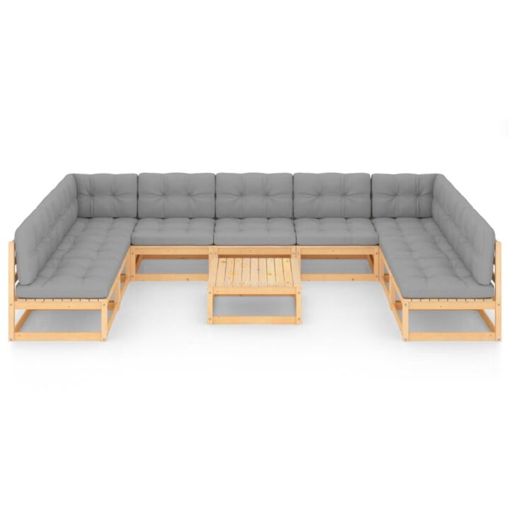 vidaXL 10 Piece Garden Lounge Set with Cushions Solid Pinewood