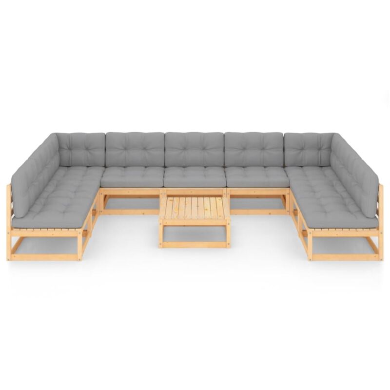 vidaXL 10 Piece Garden Lounge Set with Cushions Solid Pinewood