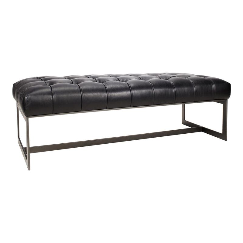 Moe's Home Collection Wyatt Leather Bench Black